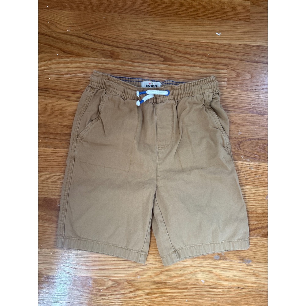 Mini Boden Boys Tan Khaki Canvas Pull On Shorts Elastic‎ Waist Drawstring 10Y